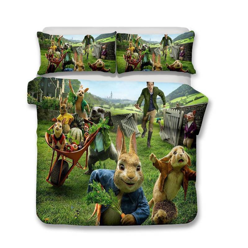 3D Design Peter Rabbit Pattern Queen Kingize Quilt Pillow Coverl Rabbit Animals 3D Customize Bedding Set Duvet Cover Set Bedroom Set Bedlinen