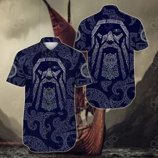 Viking Odin God Tattoo Aloha Hawaiian Shirt Colorful Short Sleeve Summer Beach Casual Shirt For Men And Women