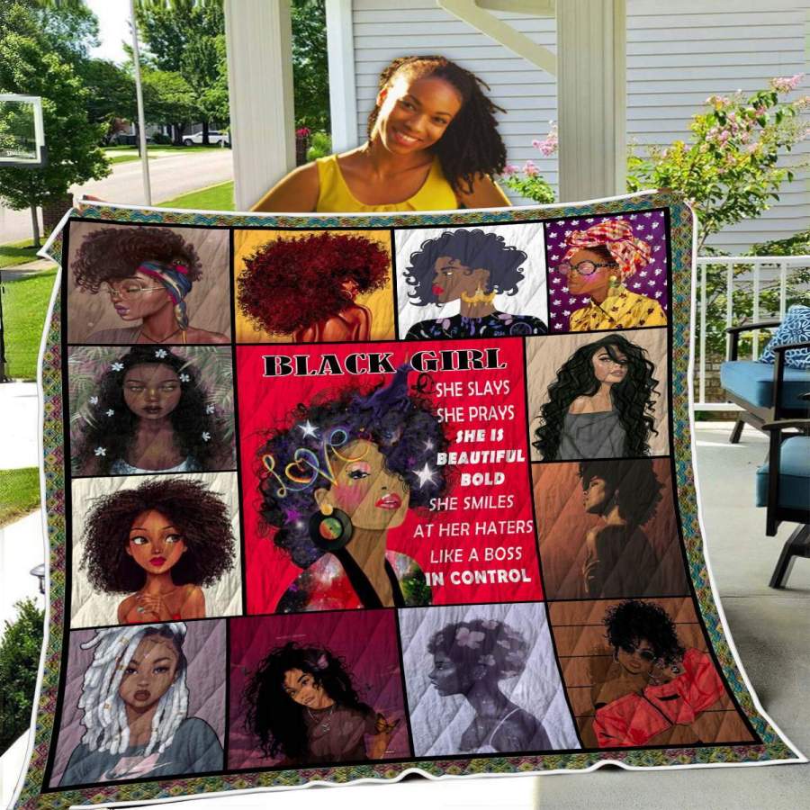 She Is Beautiful Bold Black Girl Quilt Blanket Christmas Gift Ideas