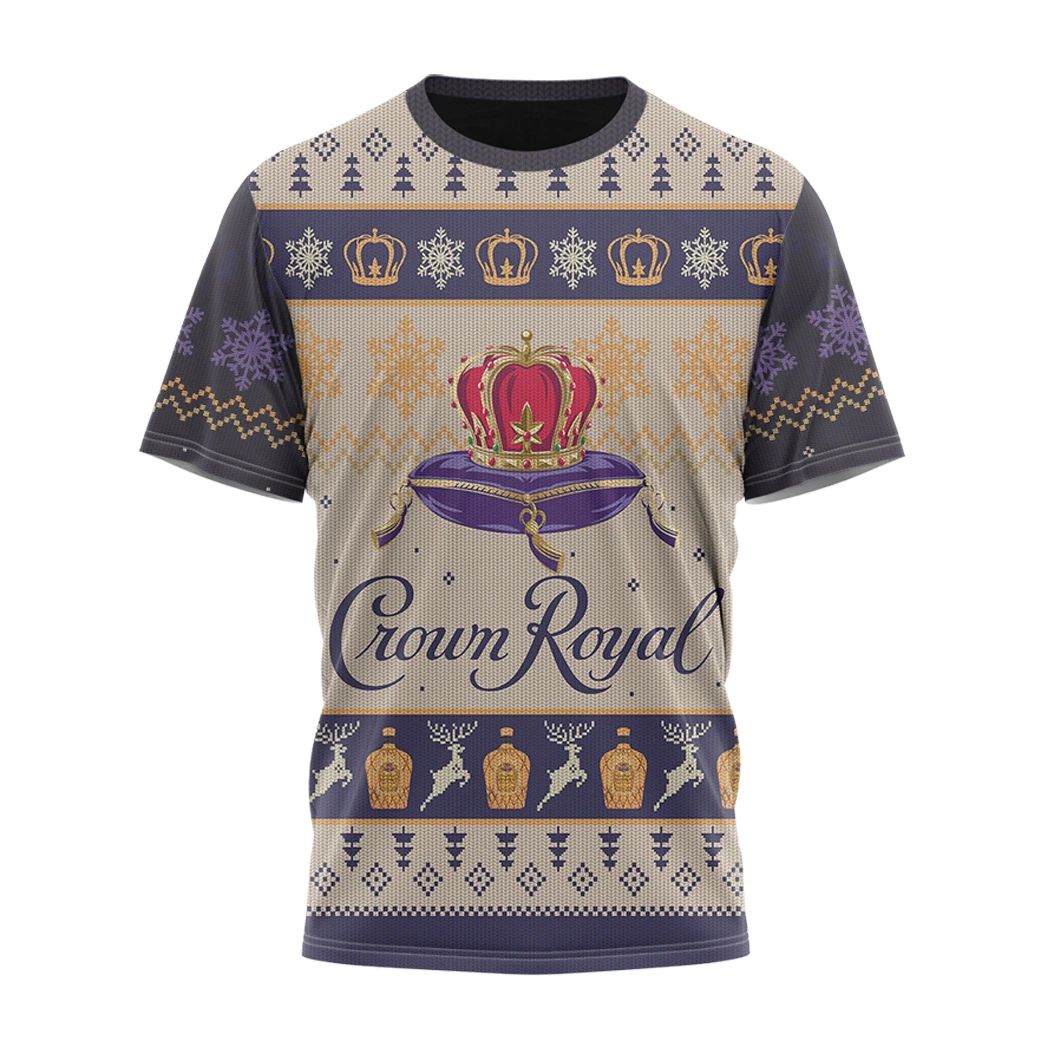 Alohazing 3D Crown Royal Ugly Christmas T-Shirt