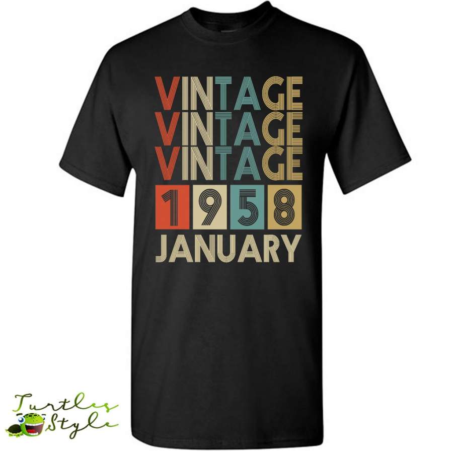 Birthday Vintage January 1958 – Gildan Short Sleeve Shirt