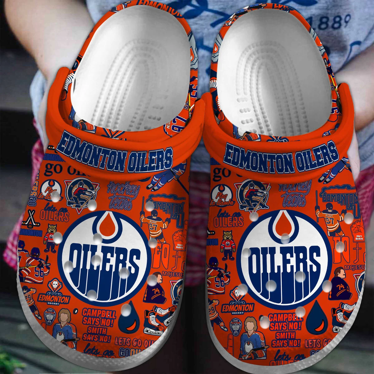 Edmonton Oilers Hockey NHL Crocs Clogs Crocband Shoes Comfortable For Men Women and Kids