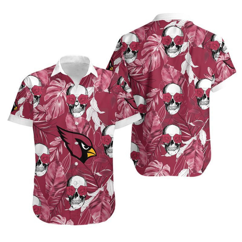 Arizona Cardinals Coconut Leaves And Skulls Hawaii Shirt And Shorts Summer Collection H97