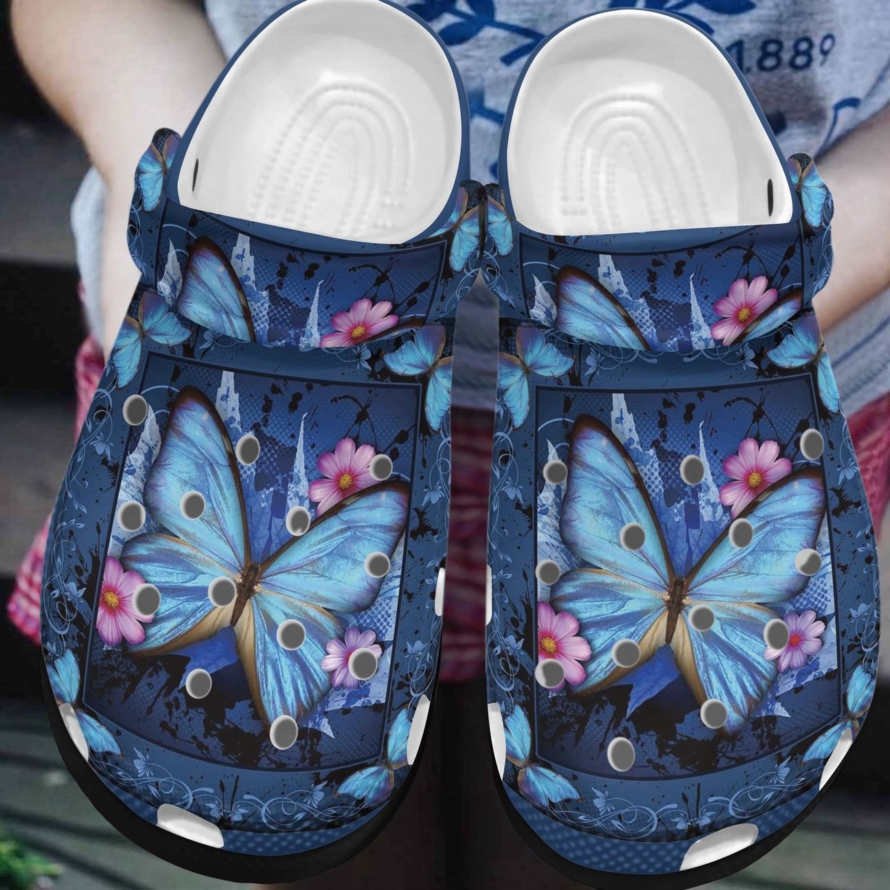 Butterfly Personalized Clog, Custom Name, Text, Color, Number Fashion Style For Women, Men, Kid, Print 3D Night Butterflies