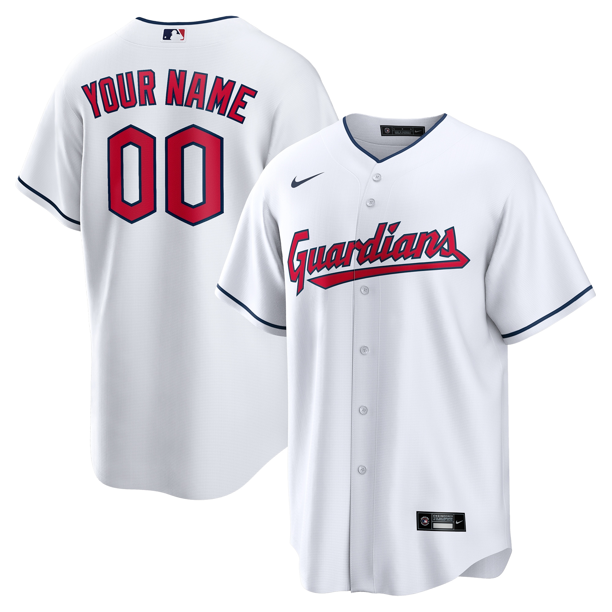 Men’s Cleveland Guardians White Custom Jersey