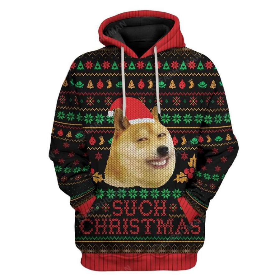 Ugly Christmas Internet Shiba Inu Meme Such Hoodie Tshirt Apparel