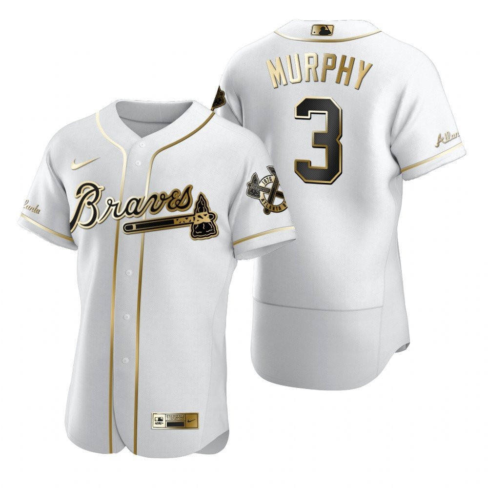 Atlanta Braves #3 Dale Murphy MLB Golden Brandedition White Jersey Gift For Braves Fans