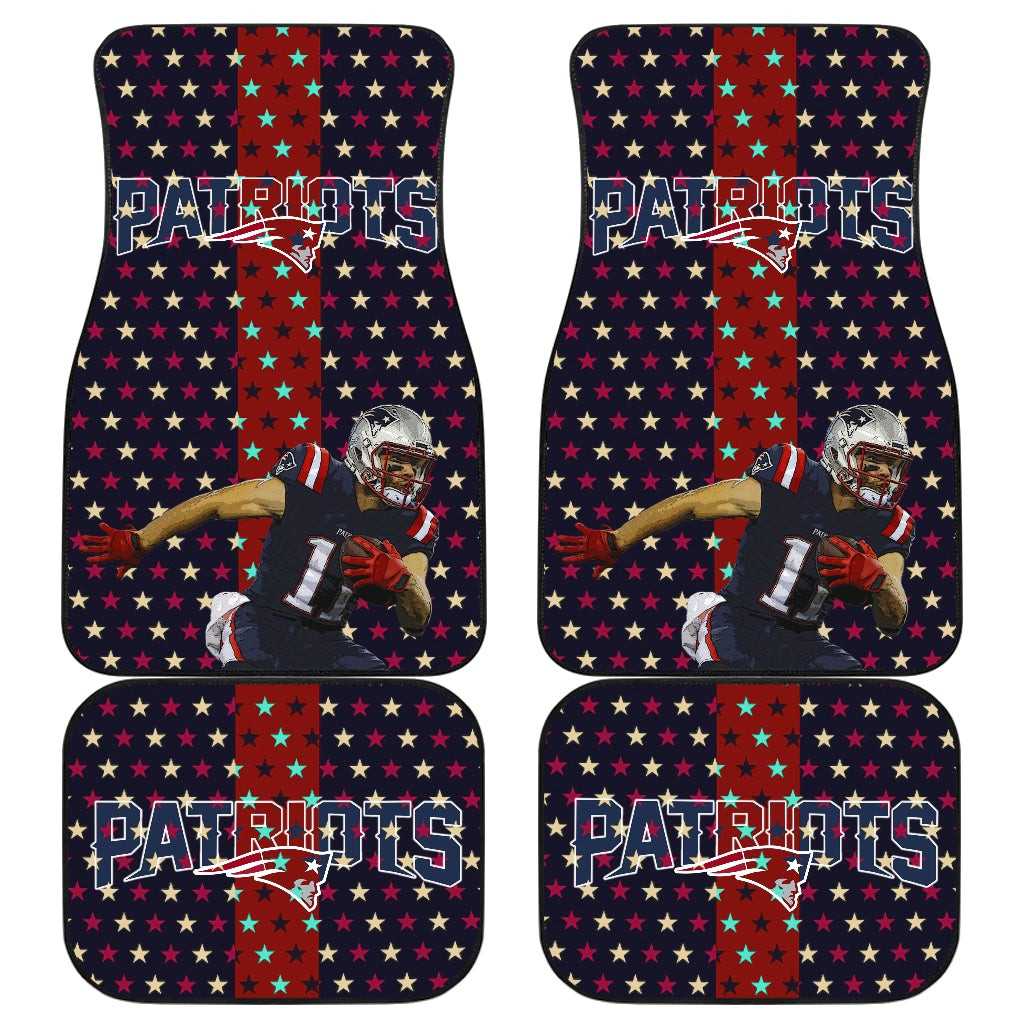 New England Patriots American Football Team Julian Edelman 11 Grab Rugby Ball And Running Tiny Star Patterns Car Floor Mats