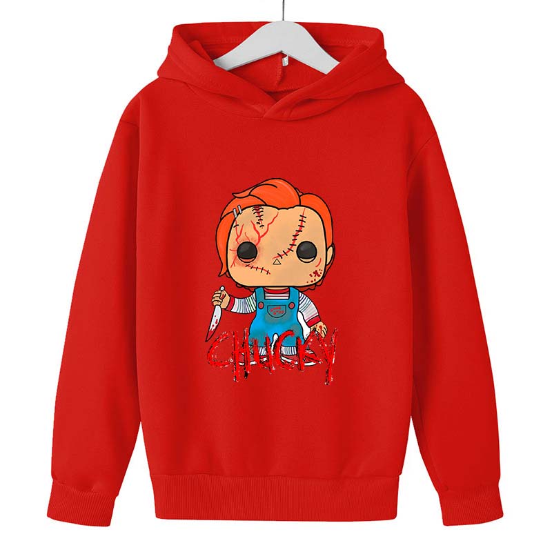 Cartoon Print Chucky- Children hoodie Kids fall Funny long sleeve Boys/Girls Tops pullover 4 5 6 7 8 9 10 11 12 13 14 Y alx