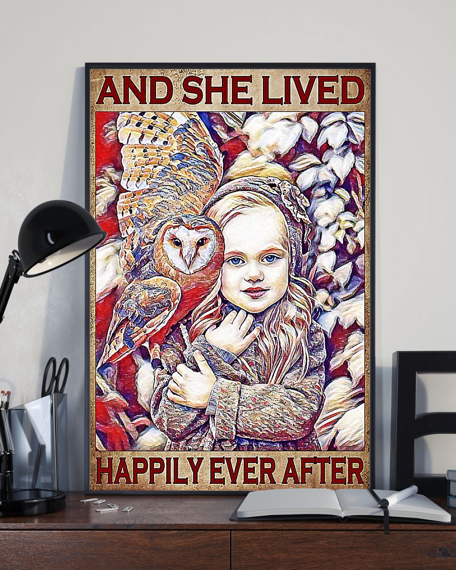 Owl – And She Lived Happily Ever After Vertical Canvas And Poster | Wall Decor Visual Art