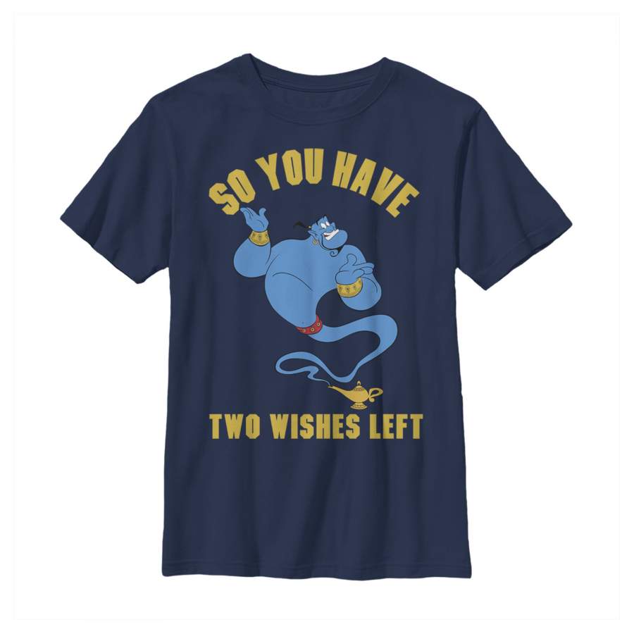 Aladdin Boy’s Genie Two Wishes Left  T Shirt