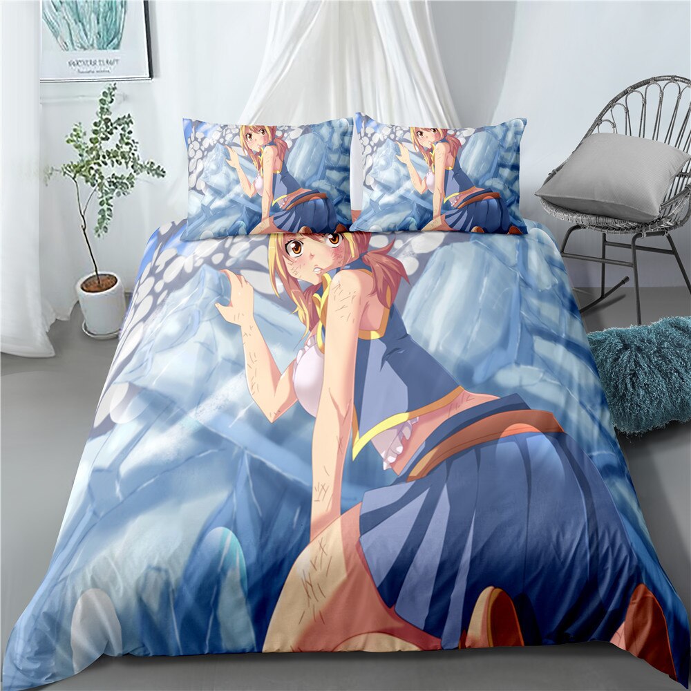 Anime Fairy Tail Home Textile Pillow Case 3D Bed Linen Duvet Covers Kids Bedding Sets Bed Set Home Decor Bedding