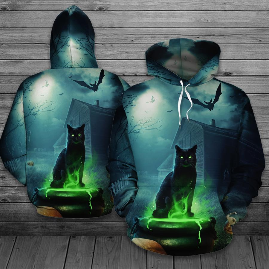 Black Cat Halloween Hoodie, Homdecor Store All Over Printed 3D Unisex Shirts, Sweatshirt, Hoodie Size S – 5Xl