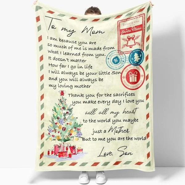 To My Mom Thank For The Sacrifices Fleece Blanket Gift For Son To Mom Home Decor Bedding Couch Sofa Soft And Comfy Cozy