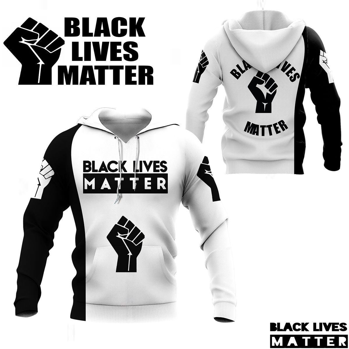 3D All Over Printed Black Lives Matter NTH-HL Shirts Ver 1 (White)