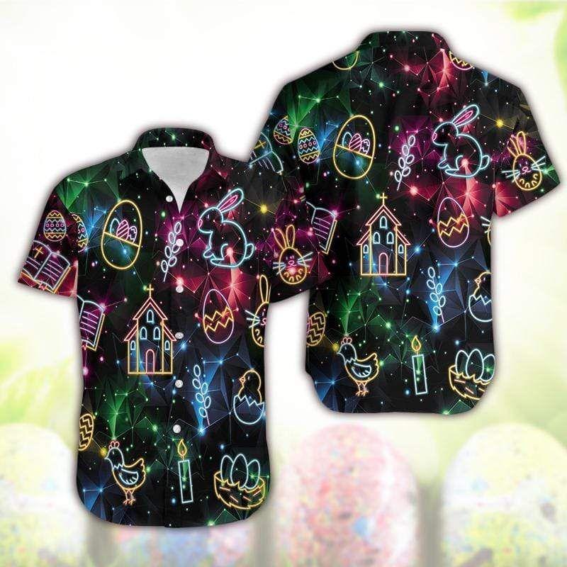 Beach Shirt Shop From 1000 Unique Hawaiian Aloha Shirts Happ Easter Day Neon Light Bunny 1103Dh