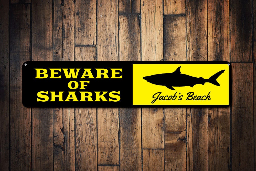 Shark Sign, Personalized Shark Lover Kid Room Sign, Custom Child Bedroom Decor, Metal Beach Playroom Sign – Quality Aluminum Shark Signs