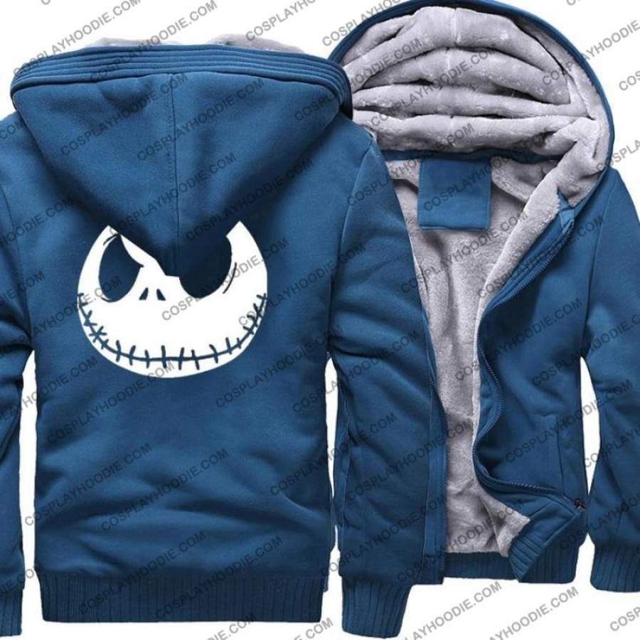 Jack Skellington Evil Face Print Fleece Winter Hoodie Jacket – Taxas ...