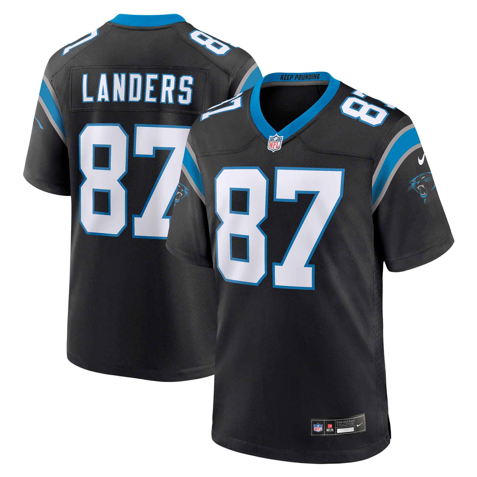 Matt Landers Carolina Panthers Game Jersey – Black