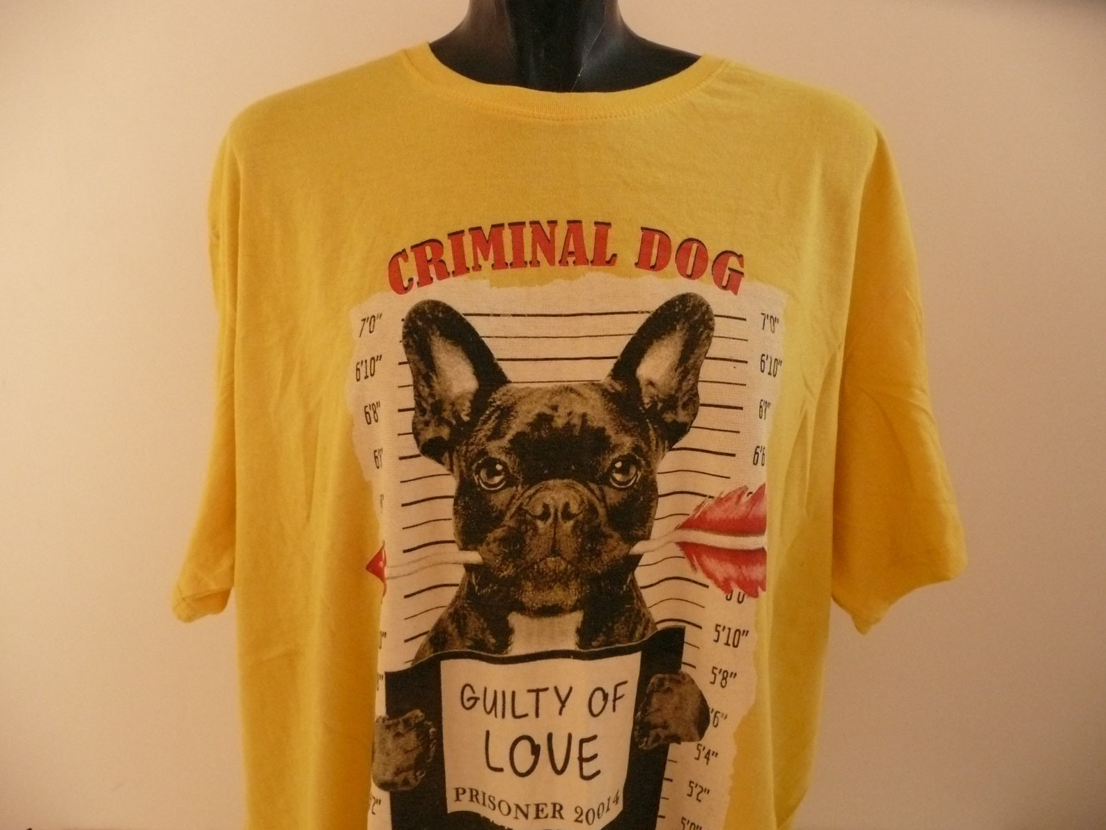 Vtg Unisex Yellow Criminal Dog T Shirtfashion Bulldog T Shirtcasual Animal Topbrand Summer T Shirt T Shirt Xx