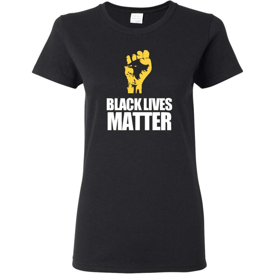 Black Lives Matter Freedom Power Fist Black Pride Womens Graphic T-Shirt