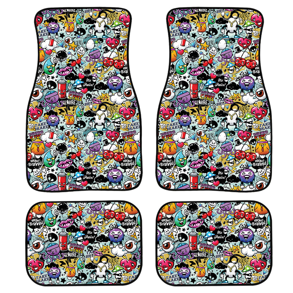 Graffiti Cartoon Characters Print Front And Back Car Floor Mats, Front Car Mat