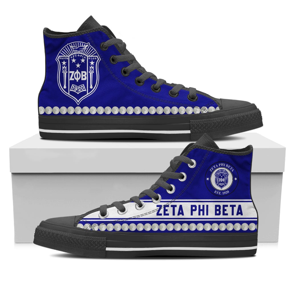 Wonder Print Footwear – Zeta Phi Beta Pearl High Top Shoes – Cato Style Lt10