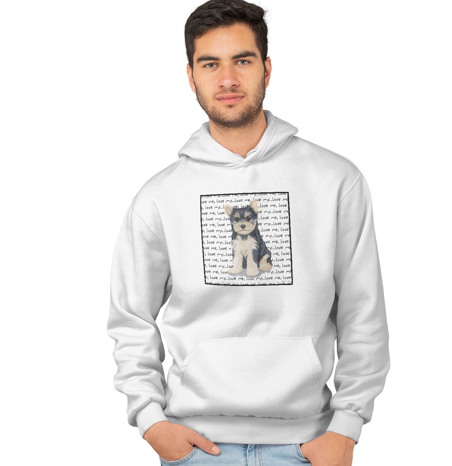 Yorkie Puppy Love Text – Adult Unisex Hoodie Sweatshirt