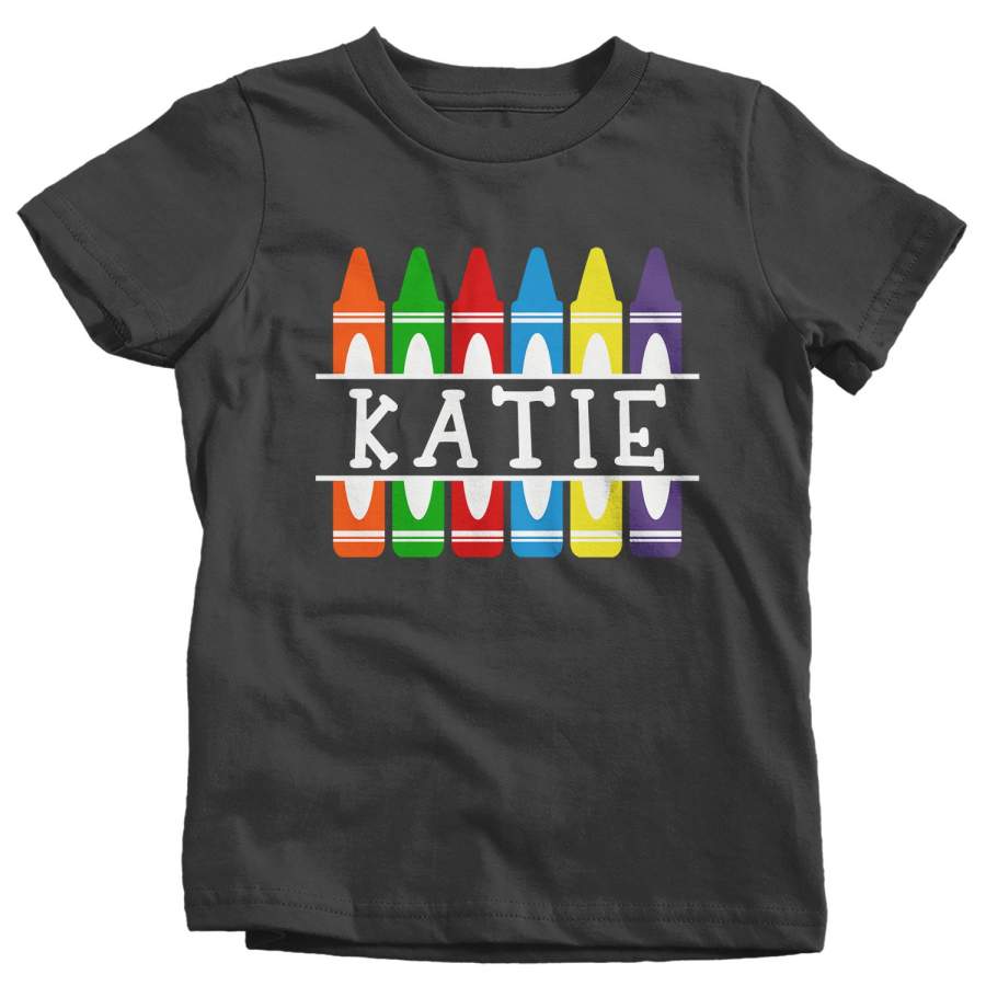 Kids Personalized Back To School T Shirt Crayon Shirts Custom T Shirt Custom School Shirts Crayons