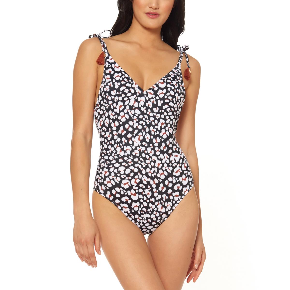 Womens Animal Print V-Neck One-Piece Swimsuit