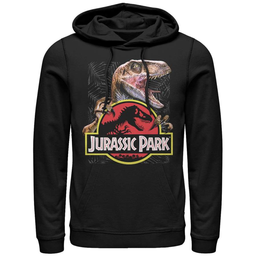 Jurassic Park Men’s Velociraptor Hooked On Logo  Lightweight Hoodie