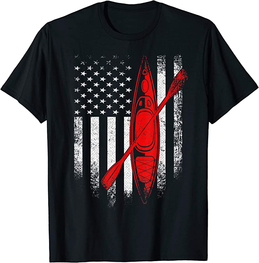 Vintage USA Kayak American Flag Kayaker Kayaking Patriotic T-Shirt