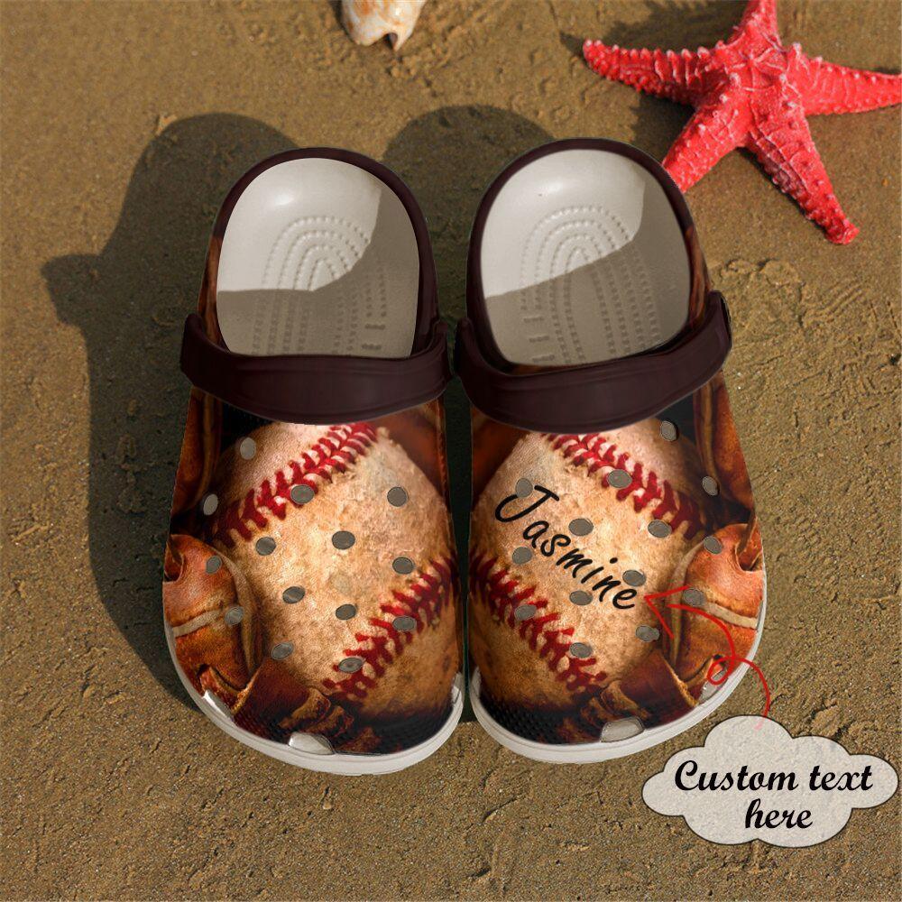 Baseball Personalized Clog, Custom Name, Text Retro Baseball, Fashion Style For Women, Men, Kid, Print 3D