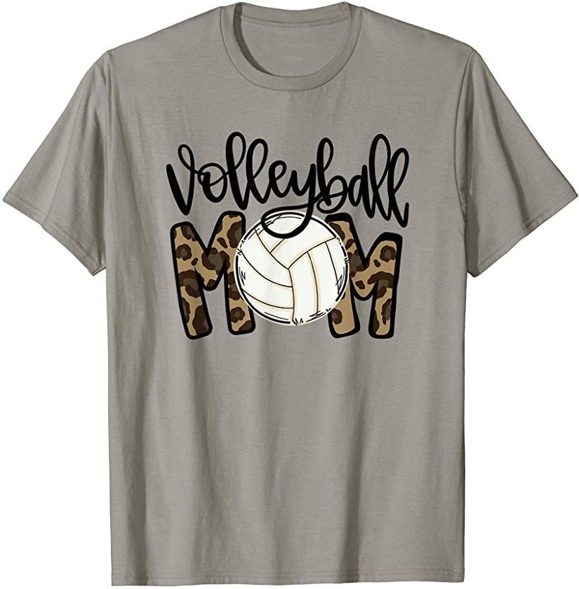 Volleyball Mom Leopard Funny Ball Mom Mother’s Day Gift T-Shirt