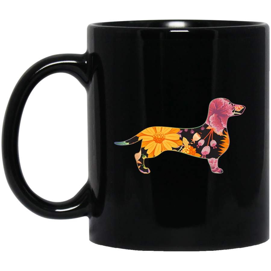 Floral Flower Vintage Retro Dachshund Lover Mug