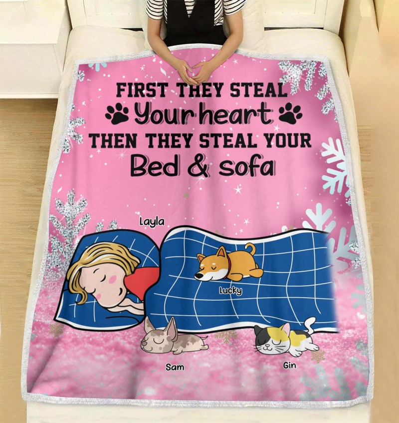 Personalized Custom Sleeping Pet Mom Fleece Blanket, Gift For Dog Mom, Cat Mom