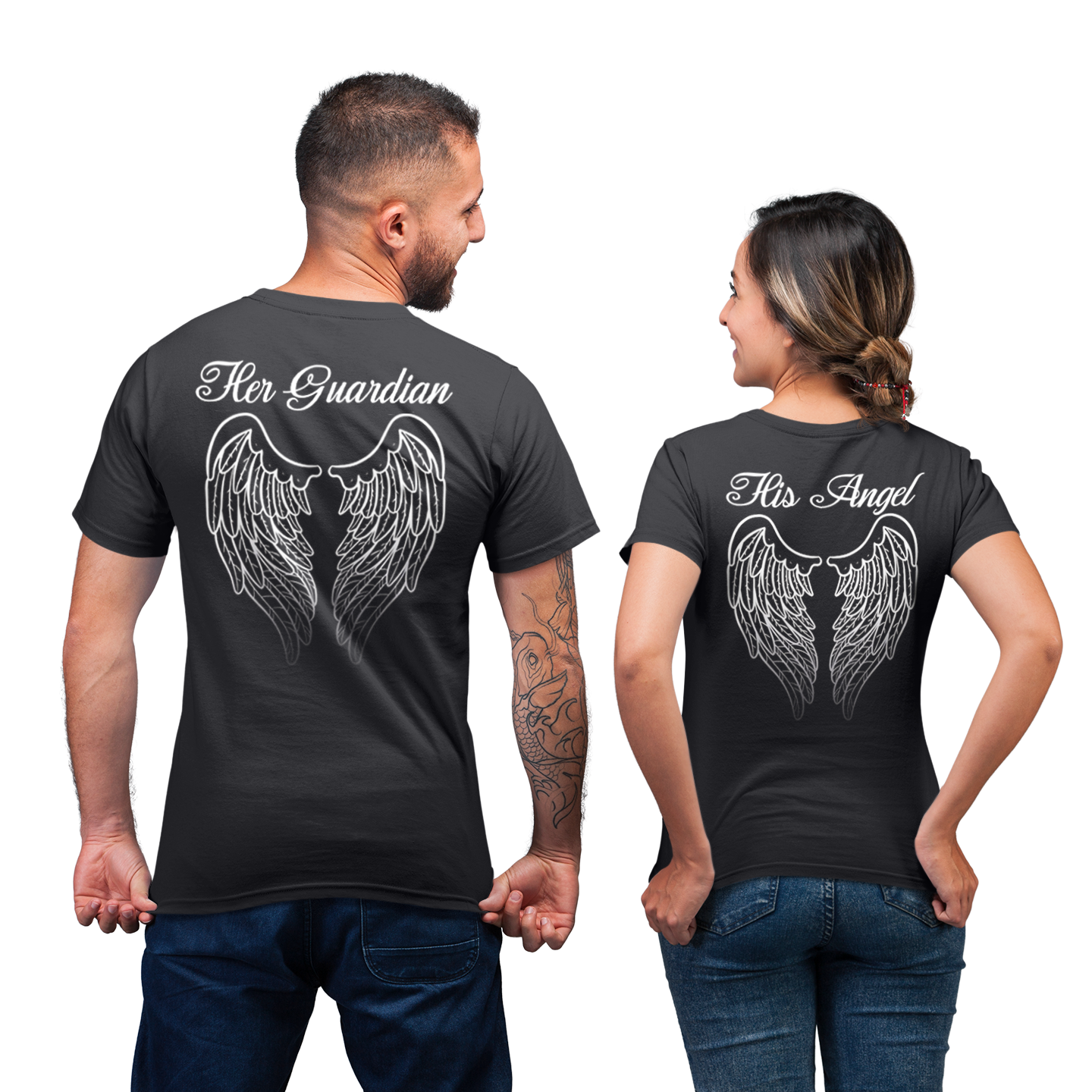 Guardian Angel Wings Couple Matching Gift T- Shirt – Sothwarm