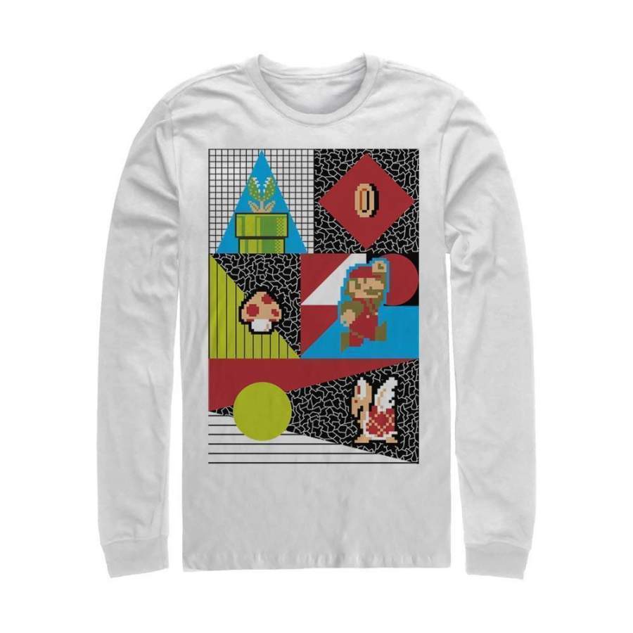 90s Mario – Nintendo White Long Sleeve T-Shirt