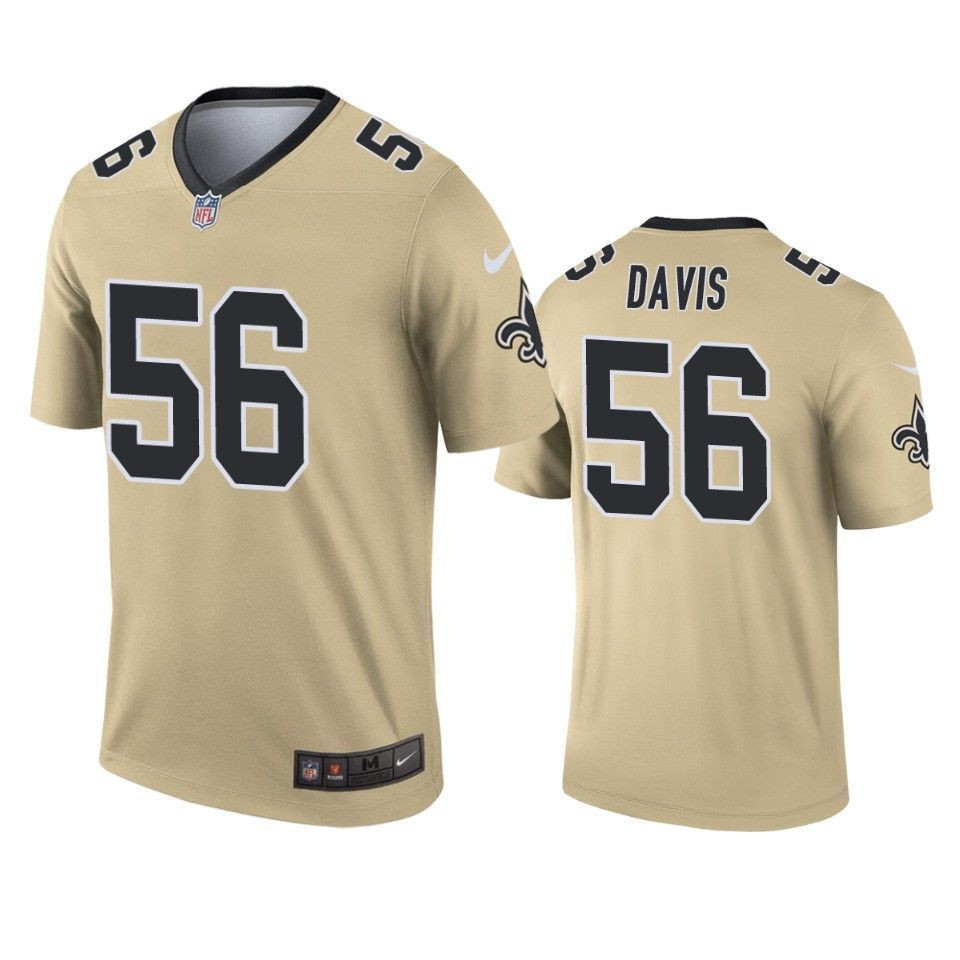 New Orleans Saints Demario Davis Gold Inverted Legend 3D Jersey