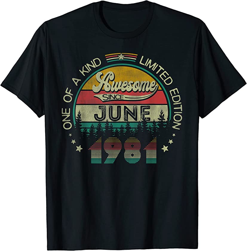 40 Years Old Vintage June 1981 40th Birthday Gift T-Shirt