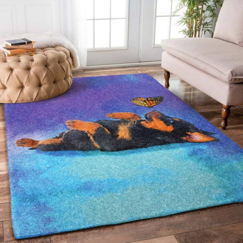 Rottweiler Metzgerhund Puppy Wi Butterfly Rug