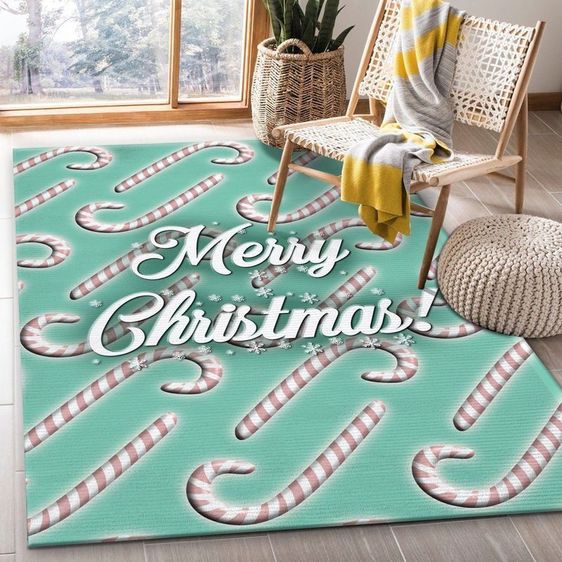 Merry Christmas With Candy Area Rug Living Room Rug Home Decor Floor Decor