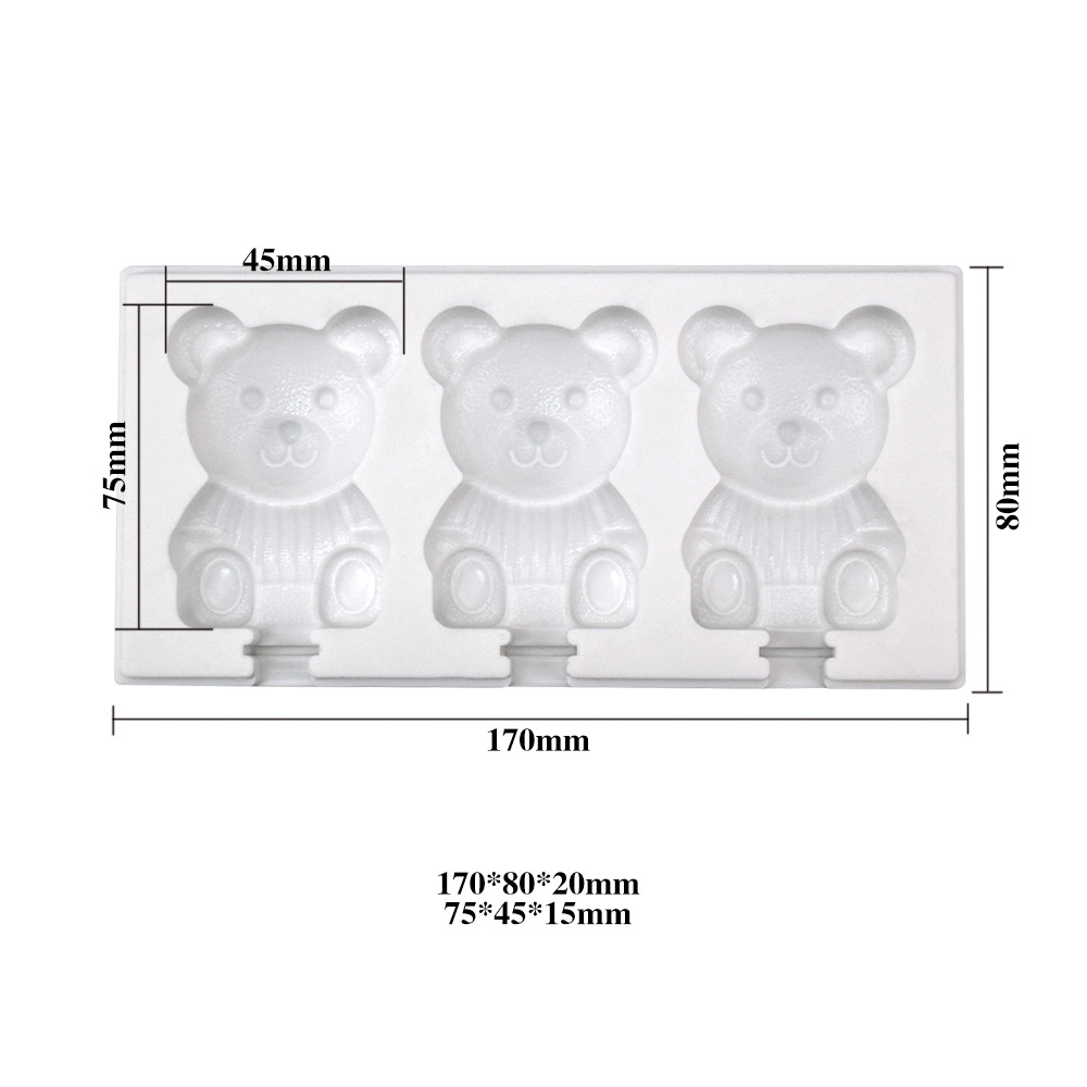 3 Cavities Cute Sweater Bear Ice Cream Jelly Chocolate Popsicle Cake Silicone Mold Kitchen Baking Accessories Decorating Tools alx