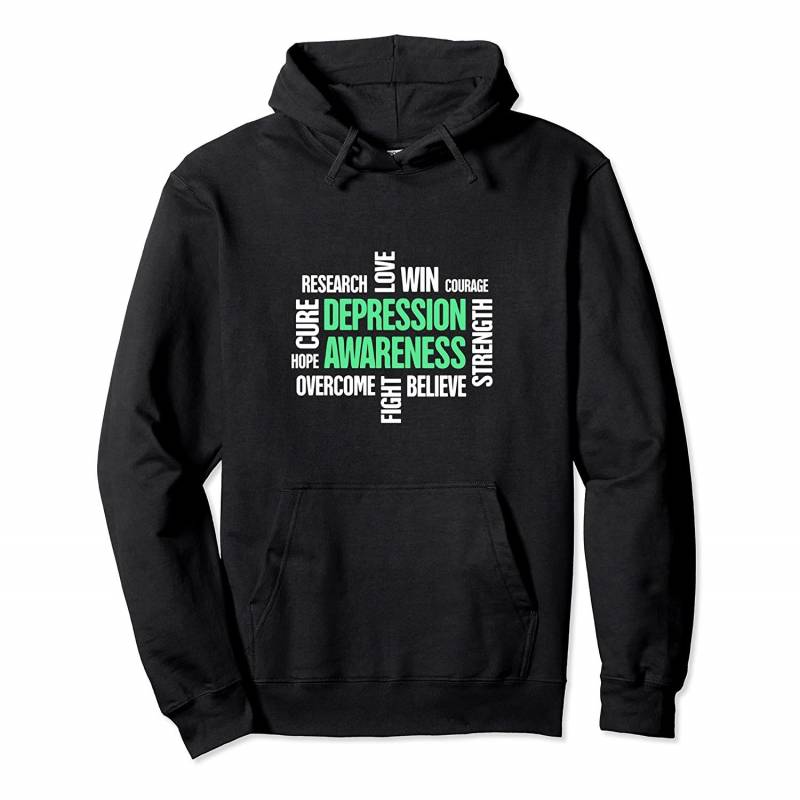 Words – Green Ribbon Depression & Mental Health Awareness Pullover Hoodie