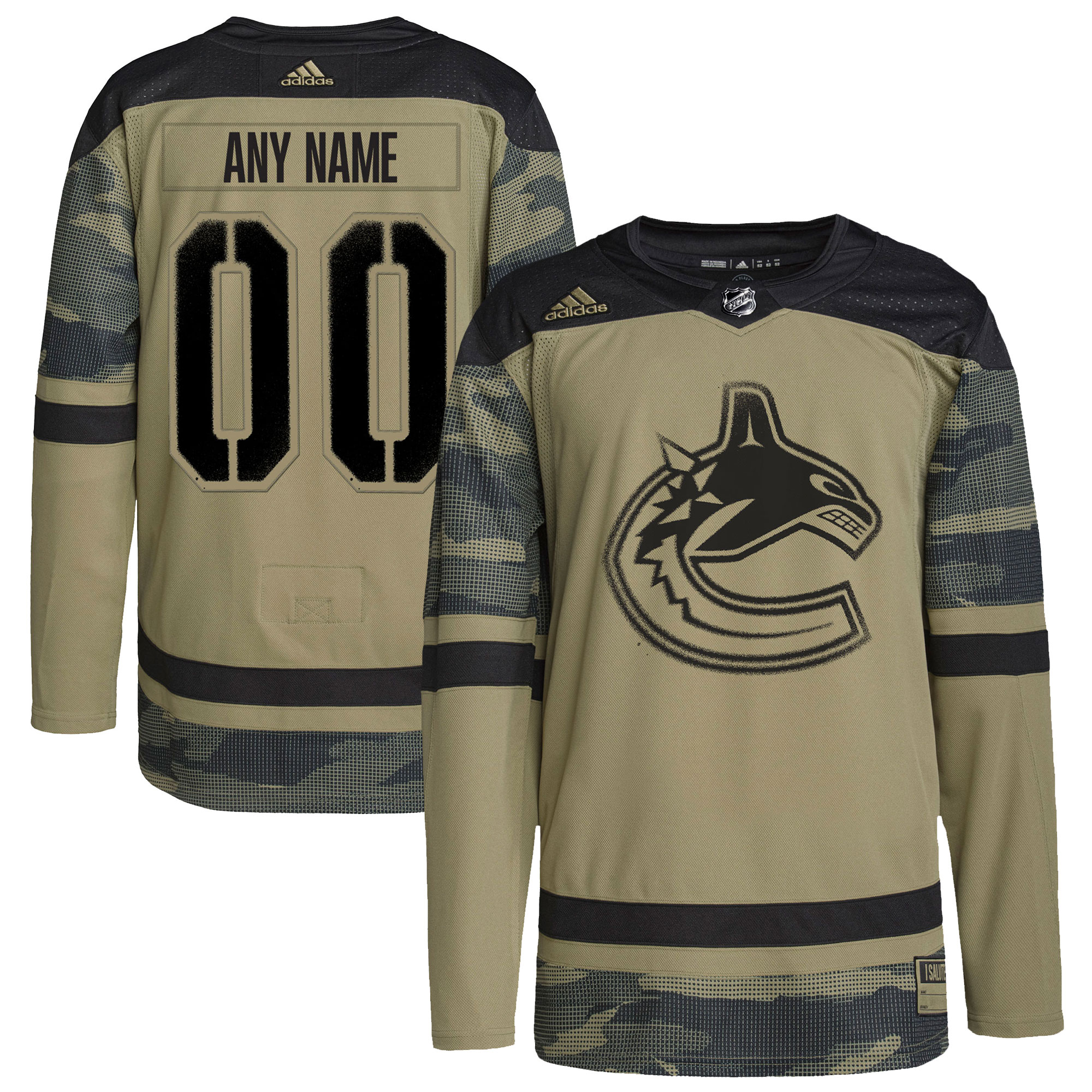 Men's Vancouver Canucks adidas Camo Military Appreciation Team Authentic Custom Practice Jersey