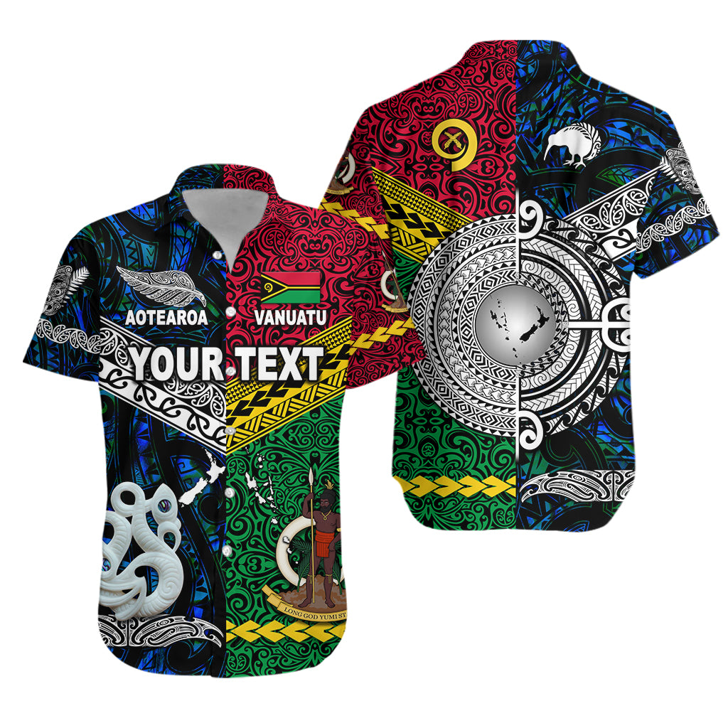 (Custom Personalised) Vanuatu And New Zealand Hawaiian Shirt Together – Blue Lt8