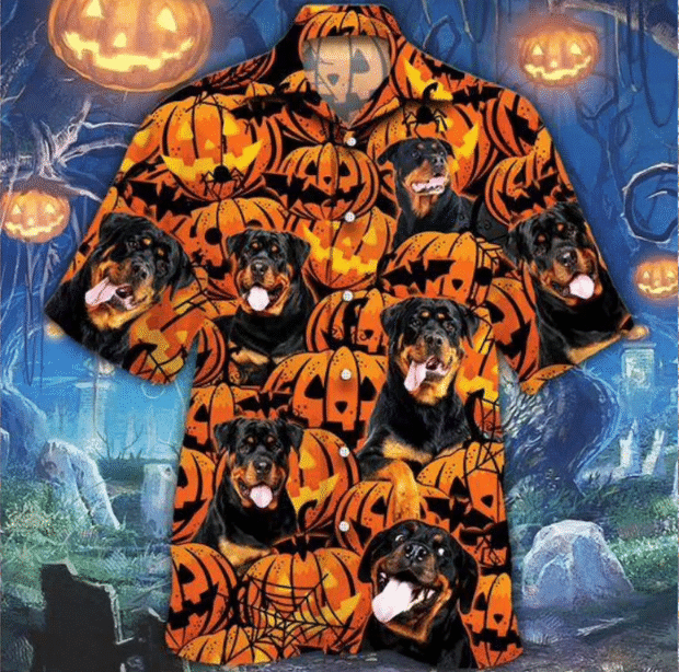 Rottweiler Loves Halloween Pumpkin Hawaii Shirt Ha12041