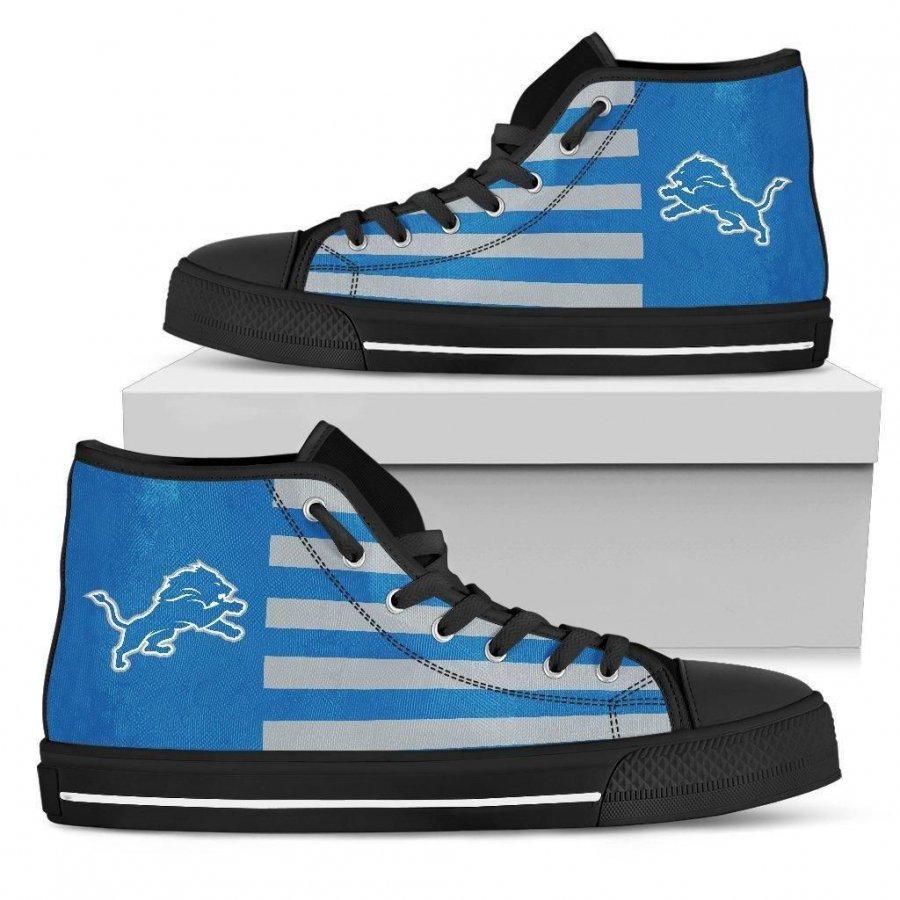 American Flag Detroit Lions High Top Shoes #994