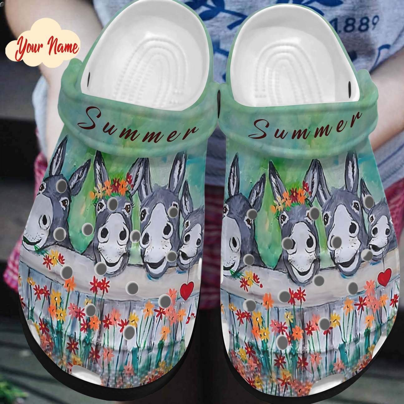 Donkey Personalized Clog, Custom Name, Text, Color, Number Fashion Style For Women, Men, Kid, Print 3D Donkey Family