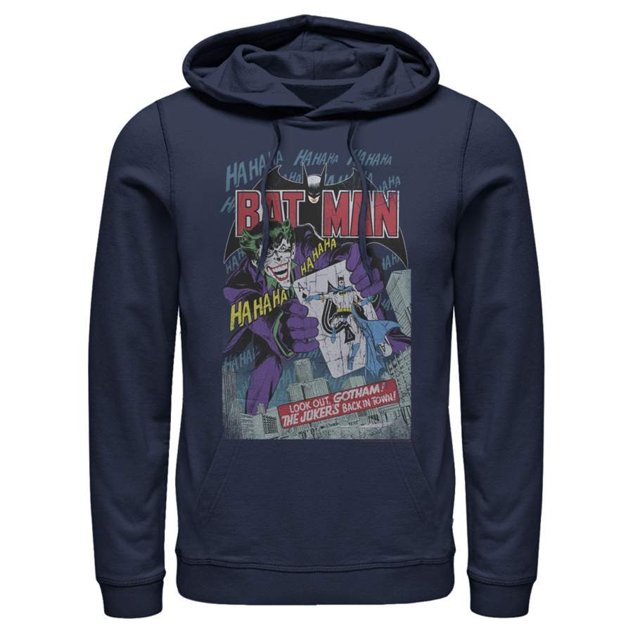 Batman Men’s Joker Vintage Card  Lightweight Hoodie